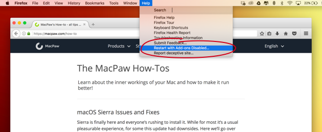 problems with firefox for mac